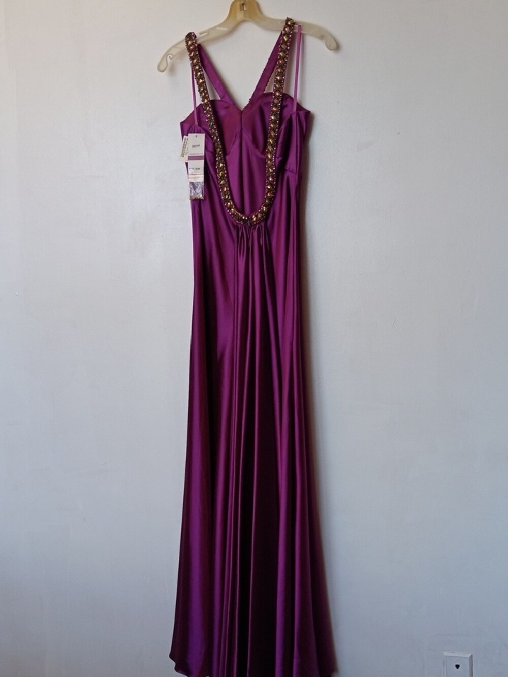 Vintage Faviana Plum Purple Beaded-Strap Maxi Gown - Picture 2 of 10
